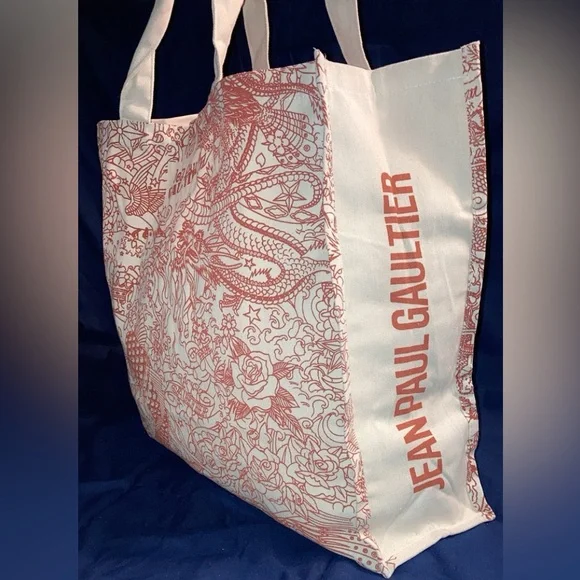 NEW) Jean Paul Gaultier jpg Authenticated Tattoo Tote Bag. Khaki